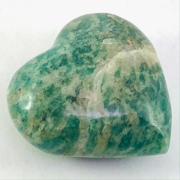 Amazonite Palm Stone Heart Shape 1"  17g  calming soothing Stone Truth Courage - Picture 2 of 9